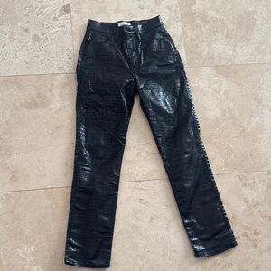 Black Croc-Embossed jeans